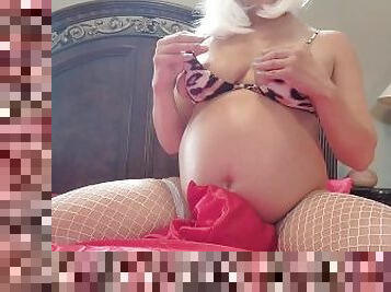 Preggo Cosplay Milf Rides Pillow To Orgasm