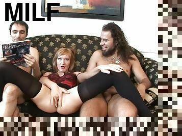 DP Threesome with Redhead MILF May Turn into a Double Anal Fuck