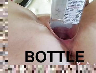 Really Stretching Pink Pussy with Vodka Bottle - see the gape