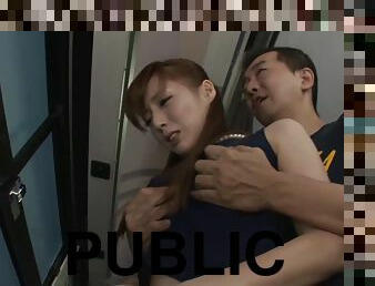 On a public bus an Asian girl gets fucked hard from behind