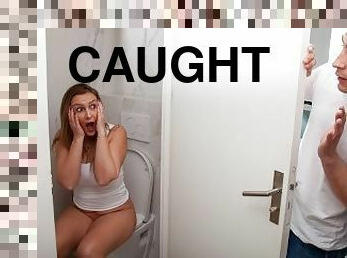Stepbro Gets Caught Spying On Stepsister Peeing, But She Was Down To Fuck!