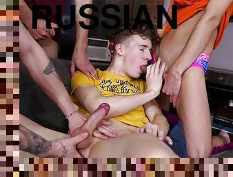 orgie, russe, anal, hardcore, gay, sexe-de-groupe, européenne, quatuor, euro, minet