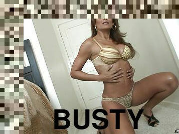 Busty porn hottie Monique Fuentes treats cock a hot and nasty blowjob