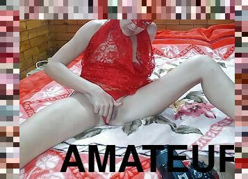 Gorgeous Body Blonde Slut Solo Masturbation In Red Hd- 1080