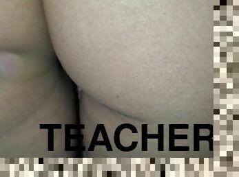 Hot teacher shows her smooth pussy