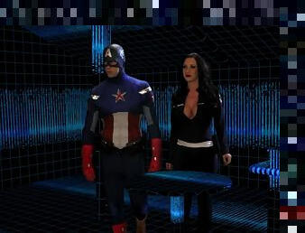 Busty brunette granted Captain America's huge dick for more than just blowjob