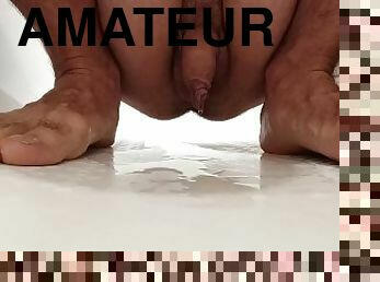 baignade, pisser, amateur, maison, pieds, solo