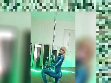 Zero Suit Samus Cosplay Pole Dance Strip Session