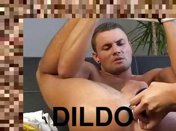 sub man loves dildo in asshole