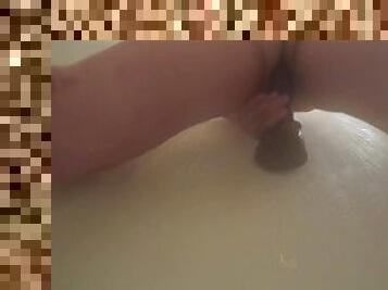 Hot MILF gets soapy and stretched out in the shower by BBC dildo
