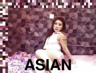 Several outfits Asian student ladyboy masturbating her cock and cum semen