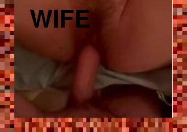 POV slow fuck wife’s tight, bushy pussy.