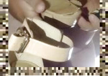 beautiful nude sandals destroyed for pleasure