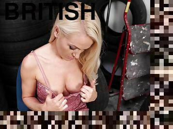 Titty teasing blonde in lace gives jerk off instructions