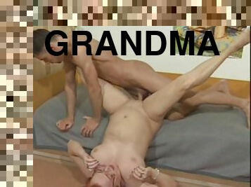 Super fit guy pounds his cock into a slutty redheaded grandma