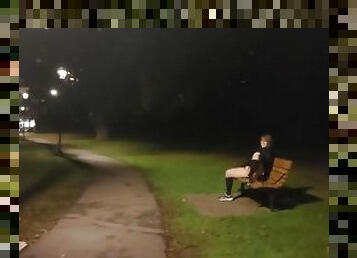 Woman caught mastrubating on park bench at night