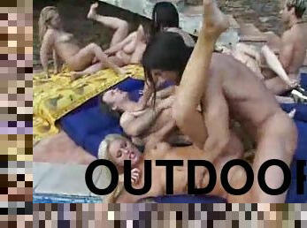 Wild hardcore orgy outdoors with great sluts