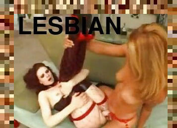 Lesbian femdom ends in hot strapon sex