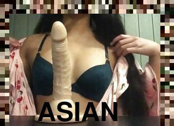 asiatisk, onani, amatør, babes, leke, handjob, runking, skitten, alene