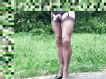 Simply stockings outdoors 
