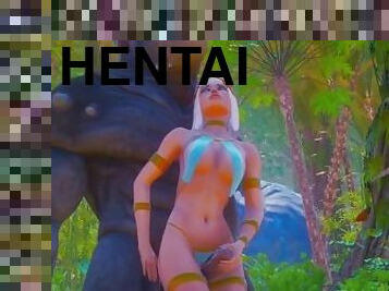 énorme, monstre, énorme-bite, ejaculation, bukkake, anime, hentai, 3d, massive, bite