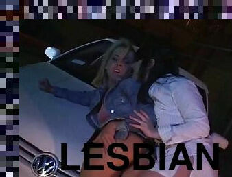 Perfect lesbian session in the car