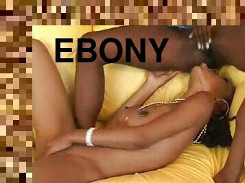 Ebony lezzies lick and toy sexy shaved pussies