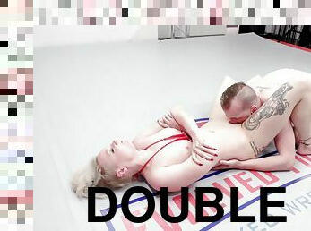 Chad Diamond And Arielle Aquinas - Mixed Wrestling Fight With Choking On Big Cock