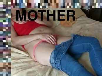 Latina mother loves showing off in her underwear so that her young stepson jerks off her watching he
