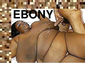 Huge Ebony Fatty Gets Covered in Thick Cum