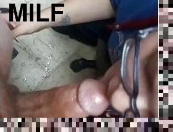 Red head milf sloppy blowjob cum swallow