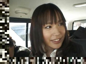 Japanese model Kasumi Ueamura enjoys getting pleasured in the car