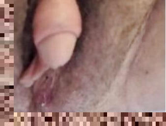 Pissing amazing transman pussy with huge clitoris