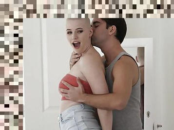 Passionate fucking at home with pale girlfriend Riley Nixon