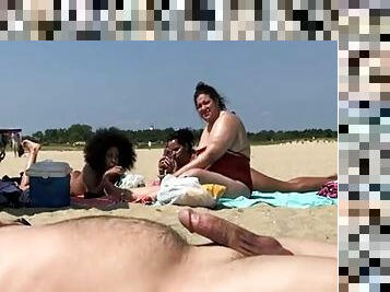 Beach flasher enjoys his summer day