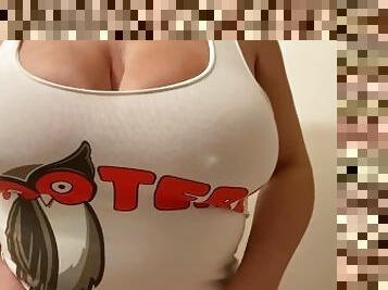 Hooters Girl Milks Herself A Little