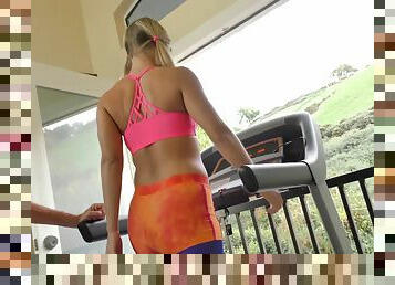 Sporty blonde teen Candice Dare pounded in pantyhose