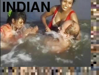 threesome indian beach fun