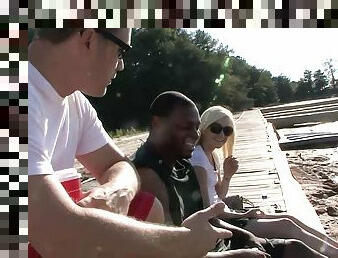 Interracial sex on a boat for the slutty blonde Jada Love