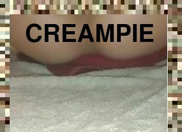 amatör, tonåring, creampie, par, blond, hårt