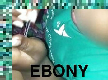 Ebony gf jerks and blows me
