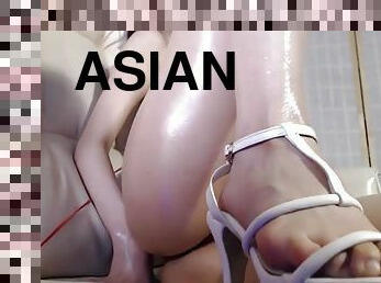 Asian sexy model teasing in swimsuit