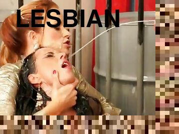 Messy satin blouse lesbians get sticky