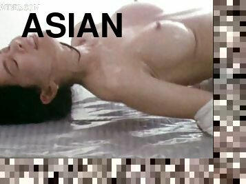 asiatique, gros-nichons, masturbation