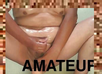 masturbation, monstre, amateur, jouet, chevauchement, gode, rasé