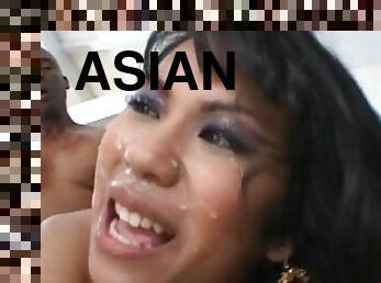 asiatique, levrette, chatte-pussy, fellation, interracial, milf, black, couple, sur-le-visage, cognage