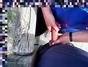 Extrem Risky Public Handjob At Lake - People Really Close