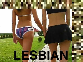 Sexy ladies fist and please one another in a lesbian scene