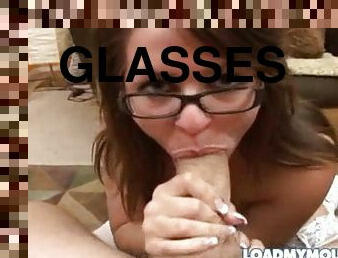 Brunette With Glasses Giving Blowjob, Footjob and Pussy For Banging!