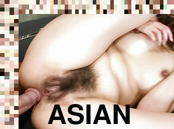Redhead Asian chick Yuna Hirose gagging a throbbing cock and screwed